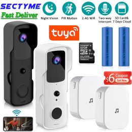 Doorbells Sectyme New 1080P Tuya Smart Home Video Doorbell Camera Wireless Waterproof WiFi Door Bell PIR Night Vision Security Protection