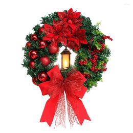 Decorative Flowers Garland Lights Xmas Store Wreath Front Door Decorate Christmas Wall Hanging Plastic Decoration Ornaments