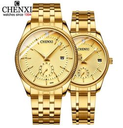 CHENXI Brand Men Women Gold Watch Lovers Quartz Wrist Watch Female Male Clocks IPG Golden Steel Watch23968054429