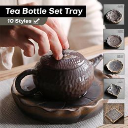 Tea Trays Wooden Coasters Mat Set Accessories Coffee Drinks Holder Table Decor Vintage Water Storage Pot For Home Restaurant