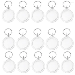 Keychains 30PCS Circle Acrylic Po Frame Keychain Snap-In Custom Insert Blank Picture Keyring For DIY Projects