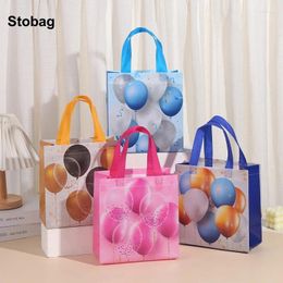 Storage Bags StoBag 12pcs Cartoon Balloon Non-woven Tote Bag Gift Kids Fabric Package Waterproof Reusable Pouch Birthday Party Favors