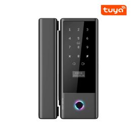 Lock Tuya APP Smart Fingerprint Card Password Lock For Home Office Frameless Frame Glass Push Sliding Door