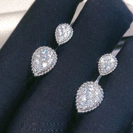 Earrings High Quality 925 Sterling Silver Color Water Drop Style Earrings Small AAA Zircon Drop Earring For Women Fashion Jewelry DE031