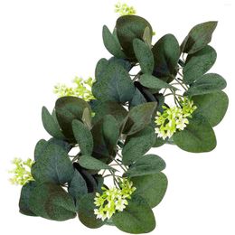 Decorative Flowers 2 Pcs Desktop Candlestick Garland Stand Eucalyptus Centrepieces Silk Flower Greenery Candy Wreaths