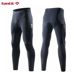 Clothings Santic Cycling Pants Men Summer Bicycle Long Pants Cushion MTB Ride Bike Trousers Outdoor Sports Reflective Asian Size K9MD092H