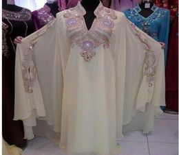 2018 Kaftan Dubai Evening Dress Vestido De FestFancy Farasha Abaya jalabiya Islamic Crystal Long Sleeves Arabic Formal Prom Dresse8615661