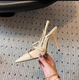Dress Shoes 2024 European And American Early Spring Pointed Thin Heel Metal Buckle Fashionable Super High Baotou Sandal