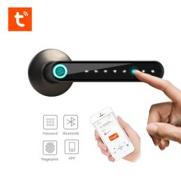 Lock WAFU WF016 Tuya Smart Lock Fingerprint Door Lock Smart Bluetooth Password Handle Lock APP Unlock Keyless Works With IOS/Android