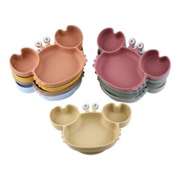 3Pcs Baby Feeding Plate Dishes Silicone Sucker Bowl Plate For Kids Childrens Cartoon Tableware Sets Boys Girls Crab Plate 240321
