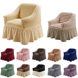 Chair Covers Ruffled Seersucker Sofa Cover Stretch Couch Slipcovers Wingback Armchair Furniture Protector For Living Room 1 Seater