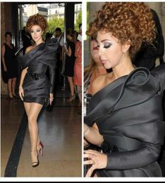 Myriam fares prom dresses Red Carpet OffShoulder Short Black Party Dresses Tiered Mini Evening Dress Homecoming Party Dress8411711