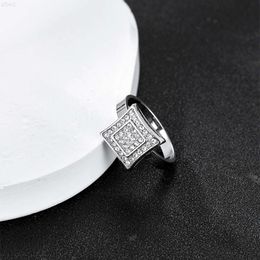 Hot Selling Jewellery Square Shape Moissanite 925 Sterling Silver Hip Hop Mens Rings for Party