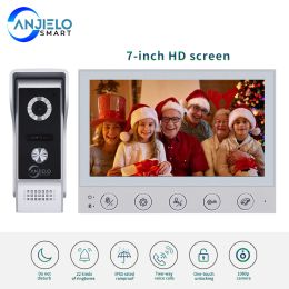 Intercom Anjielosmart 1200TVL HD Wired Video Intercom Interfone Com Camera IR Night Vision Wide Angle Video Doorbell Camera for Home