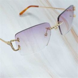 2024 10% OFF Luxury Designer New Men's and Women's Sunglasses 20% Off Mens Iced Out Vintage Sunglass Wire Rhinestones Shades For Women lentes sol mujer