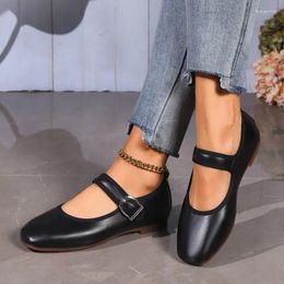 Dress Shoes Retro Spring Woman Square Toe Solid Lolita Loafers Black Ballerina Party Flats Elegant Mary Jane Kawaii Barefoot