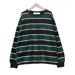 Women's Hoodies American Style Vintage Stripe Women Long Sleeves Loose Thin Contrasting Colors T-shirt Fashion Trend Tops Undershirt