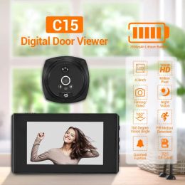 Doorbells 1080P 4.3 Inch Video Peephole Digital Door Camera Doorbell 160 Degree Angle Video PIR Motion Detection Eye Outdoor Door Bell