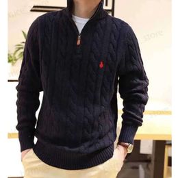 2024 Men's Sweaters Mens Sweater Designer Polo Half Zipper Hoodie Long Sleeve Knitted Horse Twist High Collar Men Woman S Embroidery Fashion vjg668