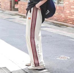 Men's Pants Needles Men Women 1:1 High Quality Embroidered Butterfly Track Straight AWGE Trousers