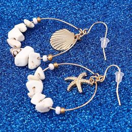Dangle Earrings Sea Shell For Women Gold Color Trendy Metal Cowrie Statement 2024 Summer Beach Jewelry