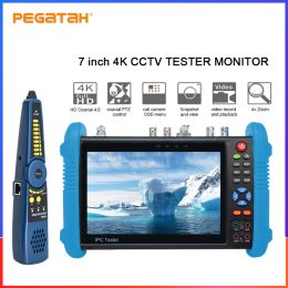 Display PEGTAH 7inch 4K IPC Tester with HDMI Input CCTV Tester Support 8MP AHD/CVI/TVI CCTV Camera Input Cable tracer TDR OPM Optional