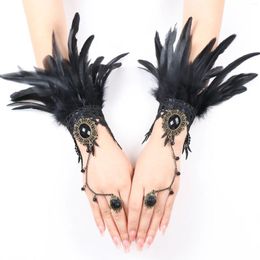 Party Supplies Punk Retro Female Ladies Gloves Feather Black Lace Necklace Masquerade Accessories Cosplay Props