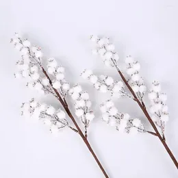 Decorative Flowers White Christmas Ornaments Party Decorations Realistic Snowy Berry Branches Festive For Diy Crafts