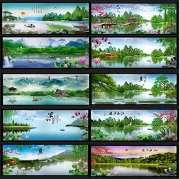 Window Stickers Chinese Classic Glass Sticker Office Screen Decoration Glue Free Horizontal Version Long