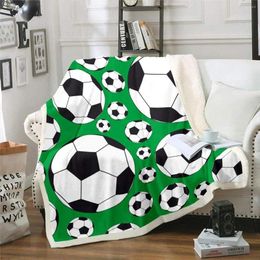 Blankets Boys Football Printed Sherpa Throw Blanket Sports Theme Fleece Black White Soccer Ball Pattern Warm Plush For