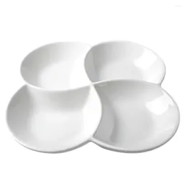 Plates Nut Four Compartment Fruit Plate Round Container Lid Serving Tray Melamine Snack Menagerie