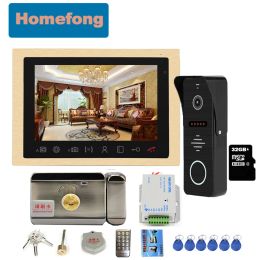 Doorbells Homefong 10 Inch Video Intercom Kit with Electric Lock Unlock Video Door Phone Doorbell With Camera Motion Detection Record