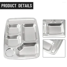 Plates Stainless Steel Divided Dinner Tray Lunch Container Plate For School Canteen-Kindergarten Picnics Camping