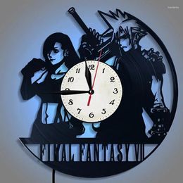 Wall Clocks Retro Art Clock Record Night Light For Room Decor 16 Colours Change With Controller Kids Gift