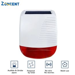 Siren ZONCENT SN40 Outdoor Solar Siren 433MHz 110db Light Flash Strobe Waterproof Sound System For Home Security Alarm System Host