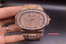 Men039s Iced Diamond Watch Rose Gold Stainless Steel Case Watch Full Diamond Strap Watches Automatic Mechanical Watch Diamond F7666319