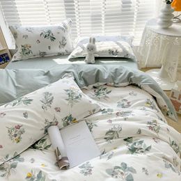 Bedding Sets Pastoral Girl Wind Cotton 100 Bed Four-piece Set Summer Floral Quilt Cover Sheet