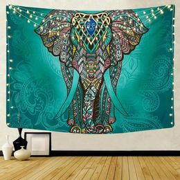 Mandala Pattern Indian Tapestry Wall Hanging Decor Bohemian Elephant Beach Towel Polyester Thin Blanket Travel Mat 240328