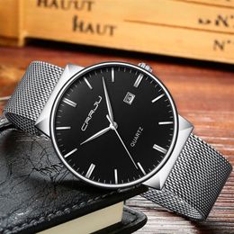 New Fashion Big Dial Women Watches CRRJU Brand Mesh Band Watch Women Ladies Fashion Dress Quartz Wristwatches282o259I