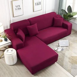 Chair Covers Solid Colour Stretch Sofa Cover For Living Room Elastic Slipcovers Couch L Shape Armchair 1/2/3/4 Seat 2024 F8561