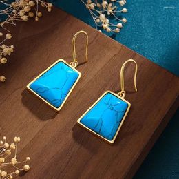 Dangle Earrings Chinese Style Classical Hanfu Cheongsam Accessories Ancient Gold-Plated Inlaid Turquoise Women's Court