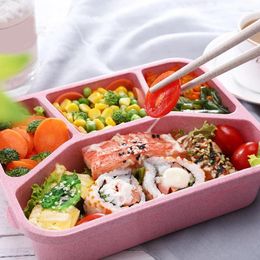 Dinnerware 4 Compartments Bento Lunch Box Snack Containers Durable And Safe For Adults With Transparent Lid