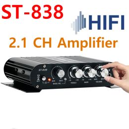 Amplifier HIFI Sound Amplifier 2.1 Channel Stereo Bass Audio Amplifier RMS 20Wx2+40W Class D Mini Media Player MP3 Black Aluminium