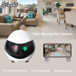 Intercom Pet Camera Home Security Camera,Movable Indoor WiFi Cam,2 Way Talk,Night Vision,1080P Video, Self Charging Robot