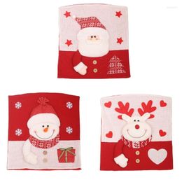 Chair Covers Y1UU 3D Cartoon Christmas Cover Santa Back Removable Slipcovers For Dining Room Home Year Decoration