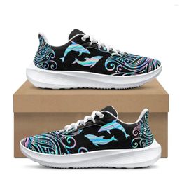 Casual Shoes Gradient Polynesian Frangipani Dolphin Print Women Men Spring Autumn Tennis Dirt Resistant Absorption Soft Sneakers