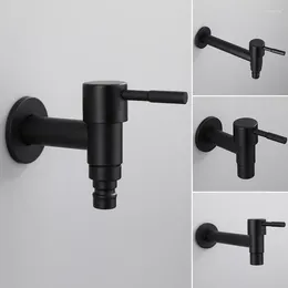 Bathroom Sink Faucets Black Brass Wall Mounted Corner Washing Machine Faucet Outdoor Garden Bibcock Bath Toilet Mop Pool Taps