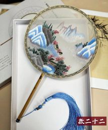 Decorative Figurines Suzhou Embroidery Fan Real Silk Handmade Circular Double-Sided Court Chinese Style Special Crafts Gift