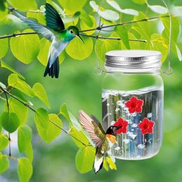 Other Bird Supplies Attractive Hummingbird Feeder Vintage Mason Jar With 3 Holes Hanging Water Dispenser For Garden 400ml