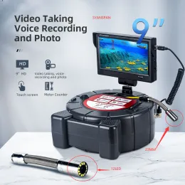 Cameras Pipe Inspection Camera 9 inch HD1080P Touch Screen 512HZ Location and Self Levelling Sewer Endoscope 8GB DVR Metre Counter